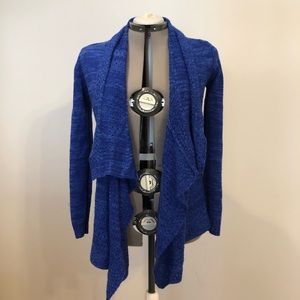 Kim Rogers Blue Ruffled Sweater Cardigan (M)